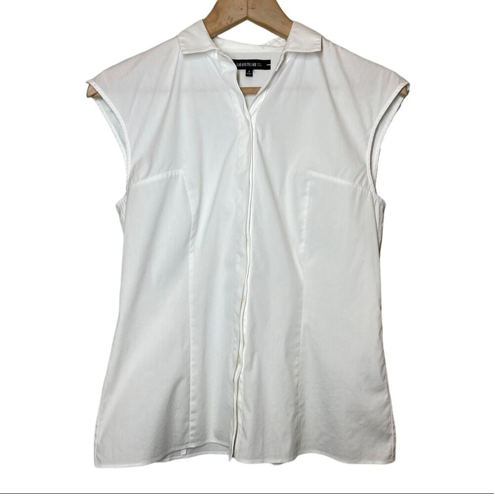Lafayette 148 Sleeveless Button Up Blouse White Size 2 XS